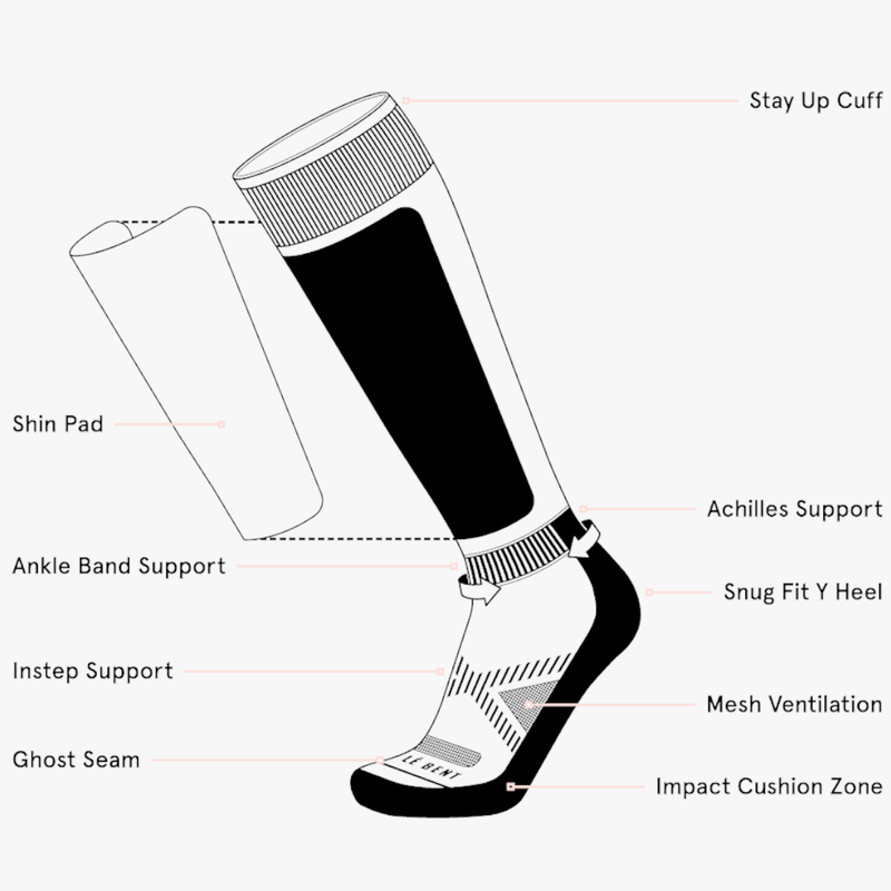 Youth Snowy Mountains Light Cushion Snow Sock, Le Bent Youth Snowy Mountains Light Cushion Snow Sock features