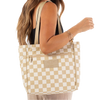 ALOHA Collection Checkmate Go-To Tote in Creme Dune with model