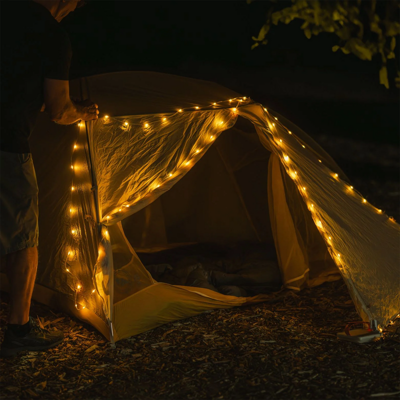 LuminAID Solar String Light, LuminAID Solar String Light on tent