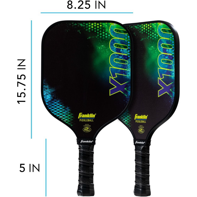 X-1000 Series Fiberglass Pickleball Paddle, Franklin Sports X-1000 Series Fiberglass Pickleball Paddle Dimensions