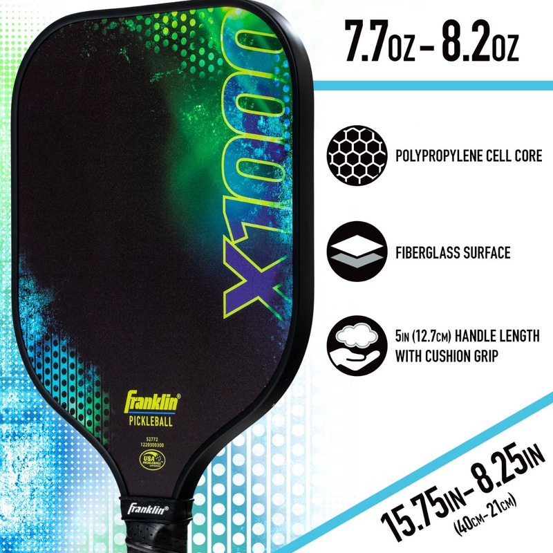 X-1000 Series Fiberglass Pickleball Paddle, Franklin Sports X-1000 Series Fiberglass Pickleball Paddle Features