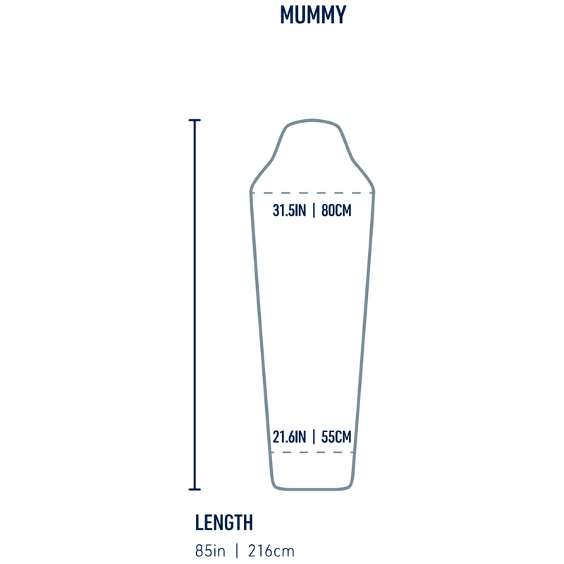 Breeze Liner Mummy Standard, Sea to Summit Breeze Liner Mummy Standard in Atoll Blue dimensions