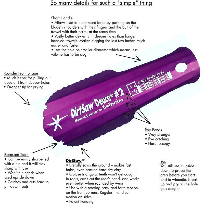 The Dirtsaw Deuce #2 Trowel, TheTentLab he Dirtsaw Deuce #2 Trowel details
