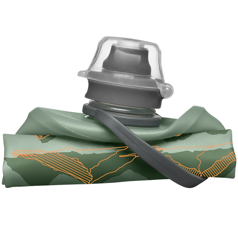 Stow Mountain Edition 350 ml, Hydrapak Stow Mountain Edition 350 ml in Sutro Green folded