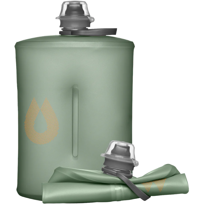 Stow Mountain Edition 350 ml, Hydrapak Stow Mountain Edition 350 ml in Sutro Green folded and filled