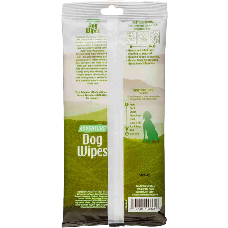 Adventure Dog Wipes, Adventure Medical Adventure Dog Wipes back of package