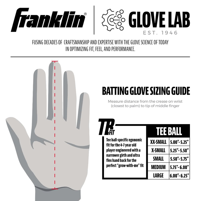 Youth Grow-To-Pro Tee Ball Batting Gloves, Franklin Youth Grow-To-Pro Tee Ball Batting Gloves size chart