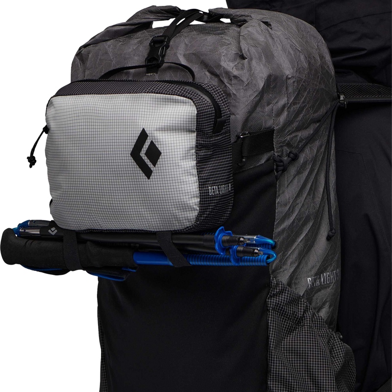 Betalight Pack Satellite Bag, Black Diamond Betalight Pack Satellite Bag on backpack side view