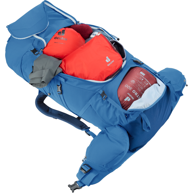 Aircontact Core 50+10, Deuter Aircontact Core 50+10 in Baltic Nightblue loaded 