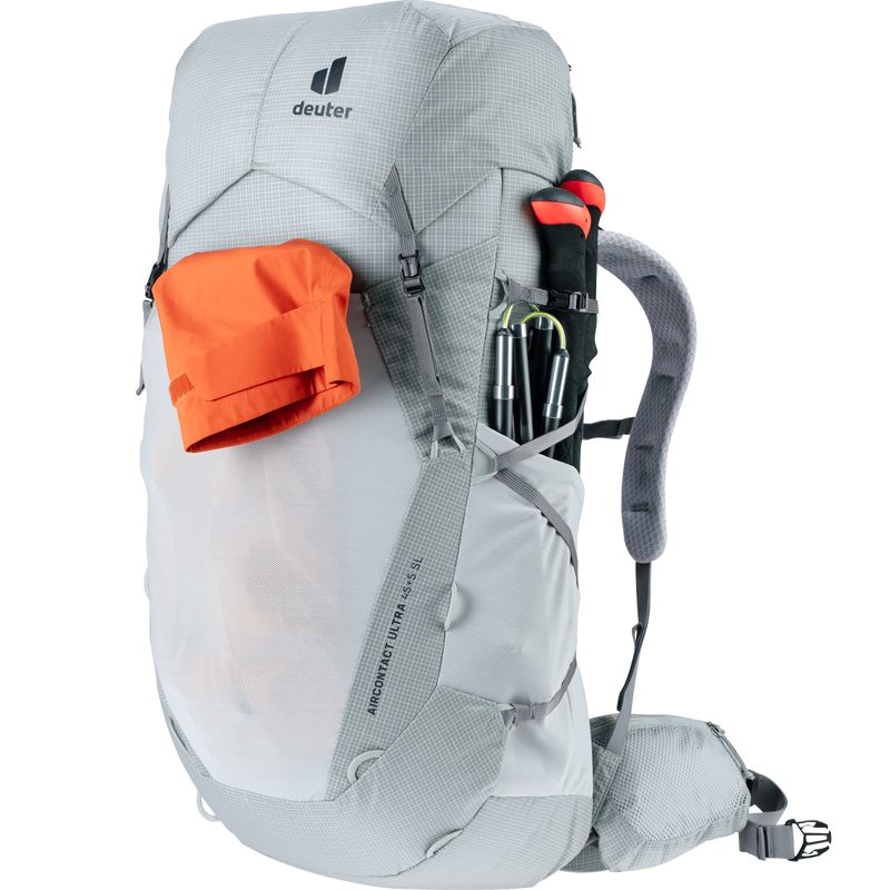 Aircontact Ultra 45+5 SL, Deuter Aircontact Ultra 45+5 SL with poles