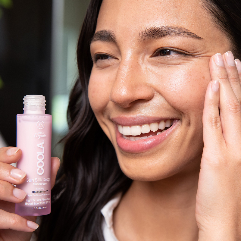 Sun Silk Drops Organic Face Sunscreen SPF 30, COOLA Sun Silk Drops Organic Face Sunscreen SPF 30 skin glow