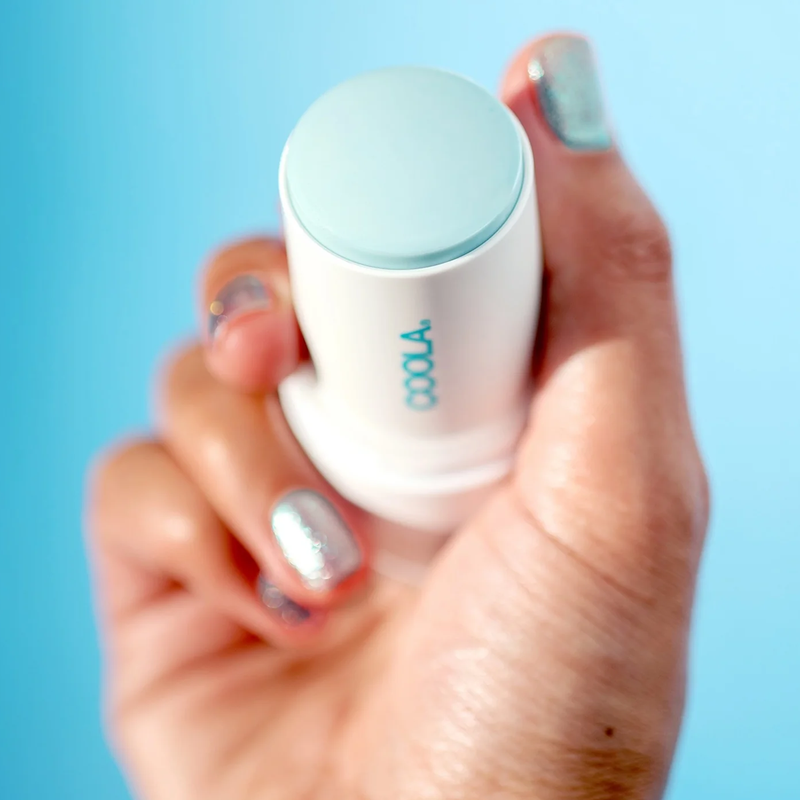 Refreshing Water Hydration Stick Organic Face Sunscreen SPF 50, COOLA Refreshing Water Hydration Stick Organic Face Sunscreen SPF 50 in hand