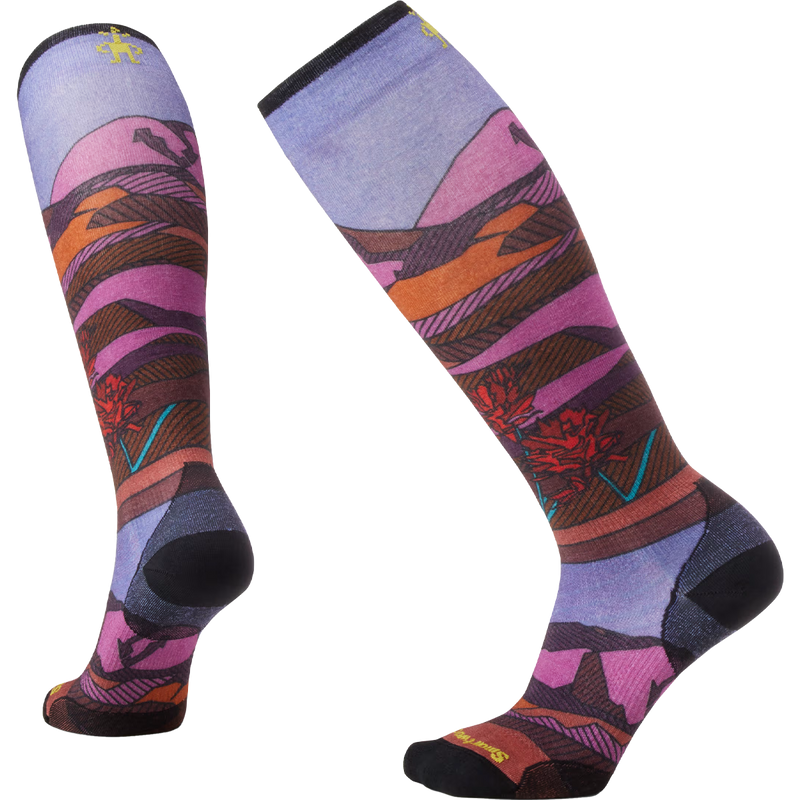 Women's Ski Floral Field Print Over The Calf Socks, Featured Image