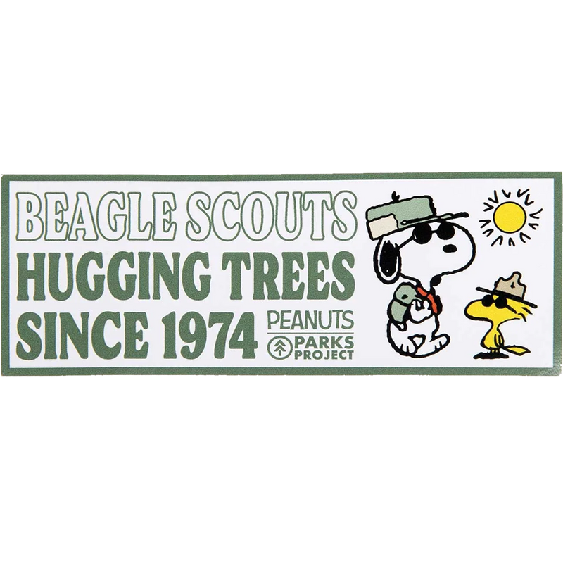 Peanuts x Parks Project Recycled Water Bottle and Sticker Pack, Parks Project Peanuts x Parks Project Recycled Water Bottle and Sticker Pack Beagle Scouts sticker