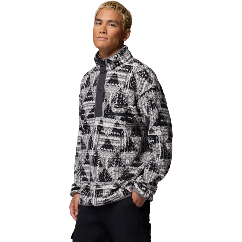 Men's Helvetia II Printed 1/2 Snap Pullover, Columbia Helvetia II Printed 1/2 Snap Pullover in 013 Black Geomix Tonal front left
