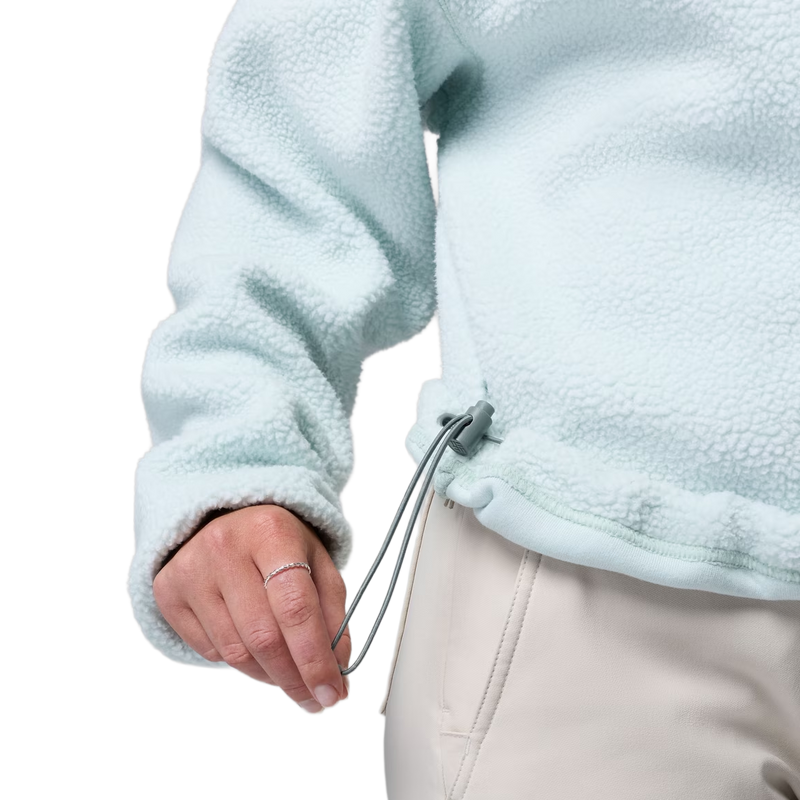 Women's Helvetia II Cropped 1/2 Snap Pullover, Columbia Women's Helvetia II Cropped 1/2 Snap Pullover in 342 Teal/Dark Stone/ Sedona Sage draw string