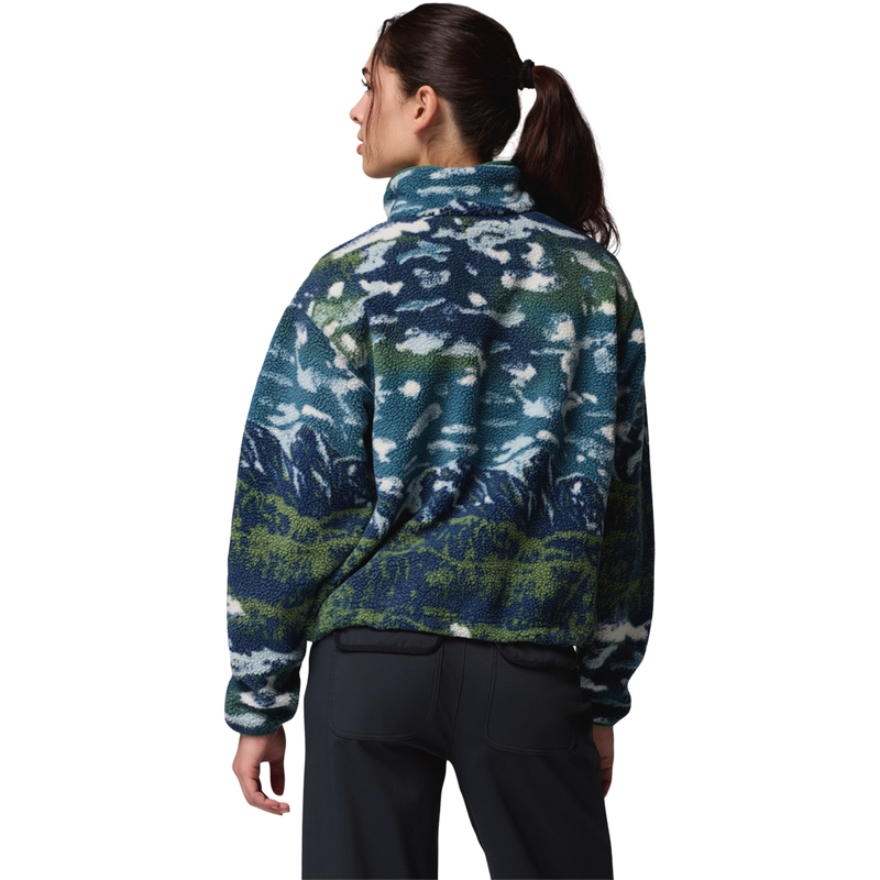 Women's Helvetia II Printed Crop 1/2 Snap Pullover, Columbia Women's Helvetia II Printed Crop 1/2 Snap Pullover in 492-Everblue Sisters back