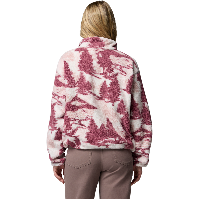 Women's Helvetia II Printed Crop 1/2 Snap Pullover, Columbia Women's Helvetia II Printed Crop 1/2 Snap Pullover in 552-Antique Mauve back