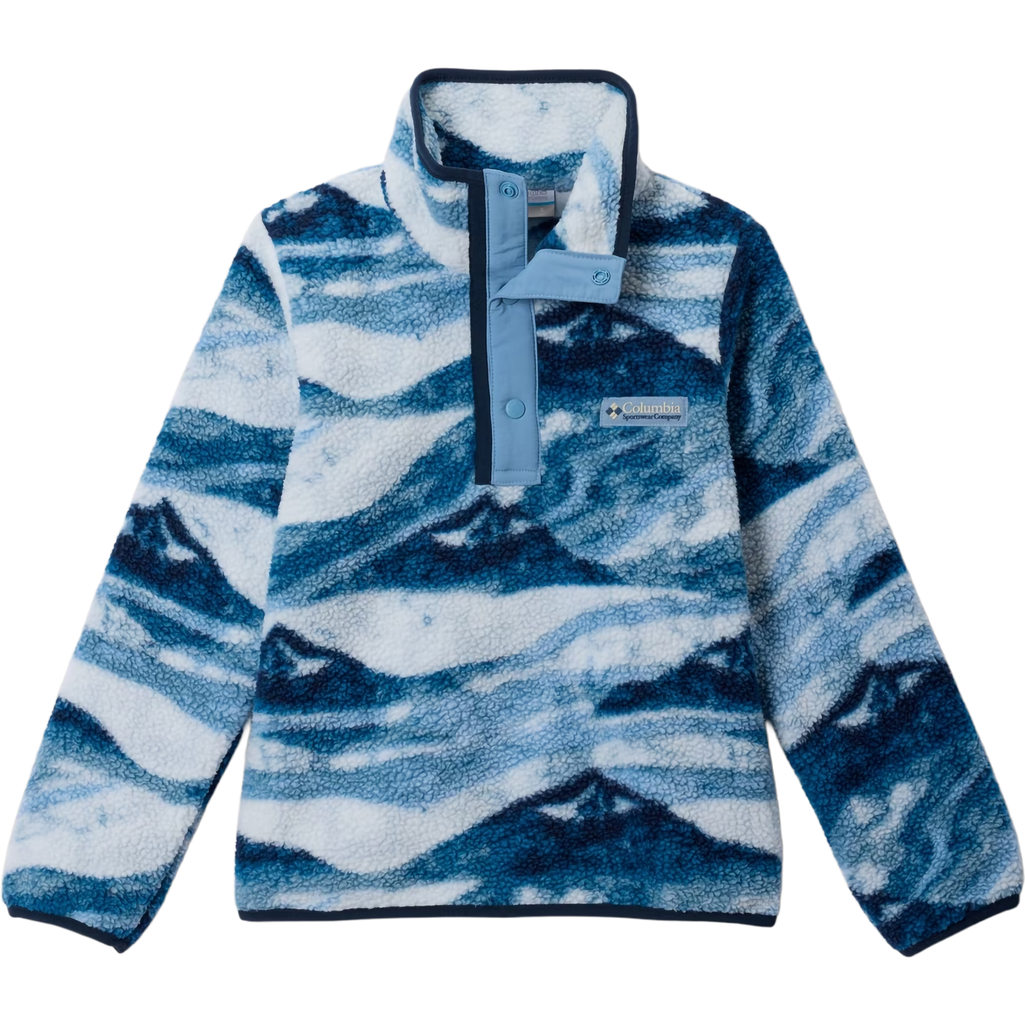 Columbia Youth Helvetia II Printed 1/2 Snap Pullover in 447 Rainy Day Summits Tonal