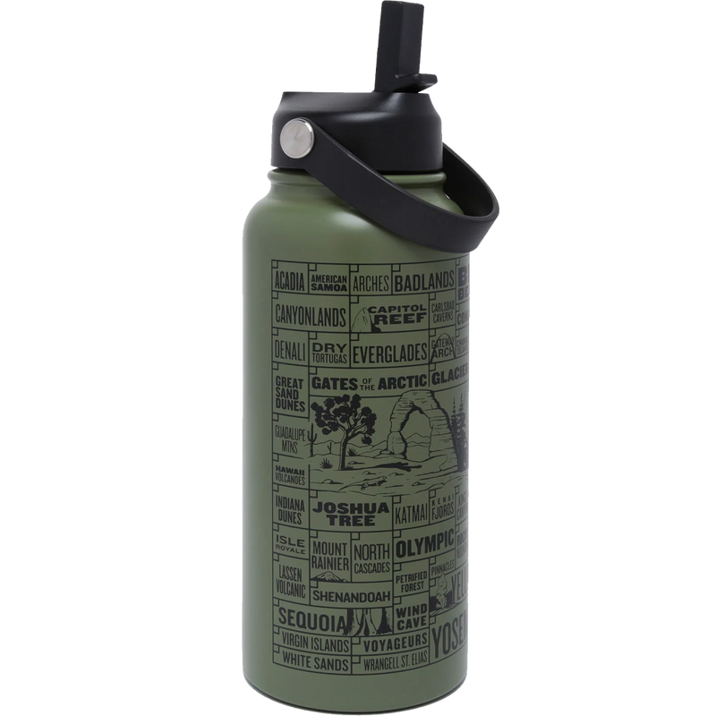 National Parks of the USA Checklist 32 oz Insulated Water Bottle, Featured Image
