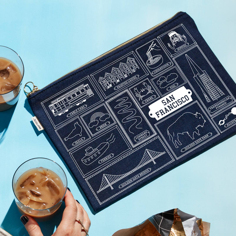 San Francisco Flat Zip Pouch, Maptote San Francisco Flat Zip Pouch  on table