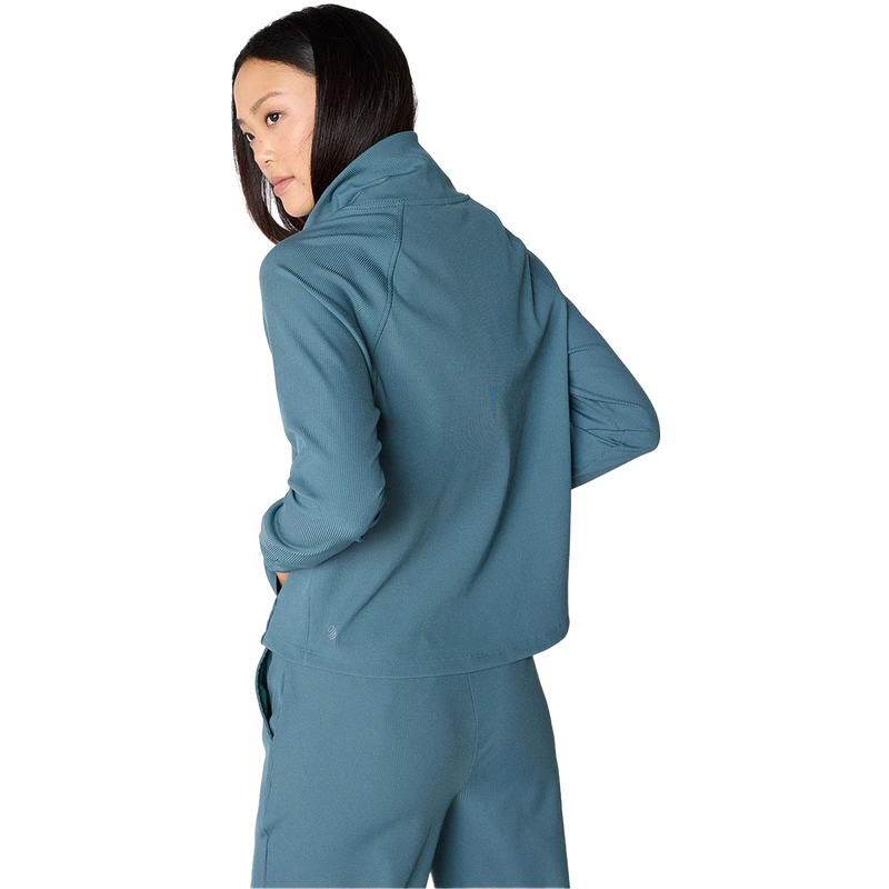 Women's Repose Mock Neck Pull Over, MPG Women's Repose Mock Neck Pull Over in Calm TealMPG Women's Repose Mock Neck Pull Over in Calm Teal back