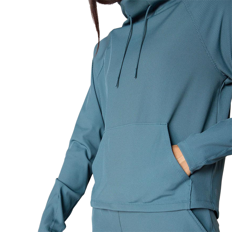 Women's Repose Mock Neck Pull Over, MPG Women's Repose Mock Neck Pull Over in Calm Teal front pockets