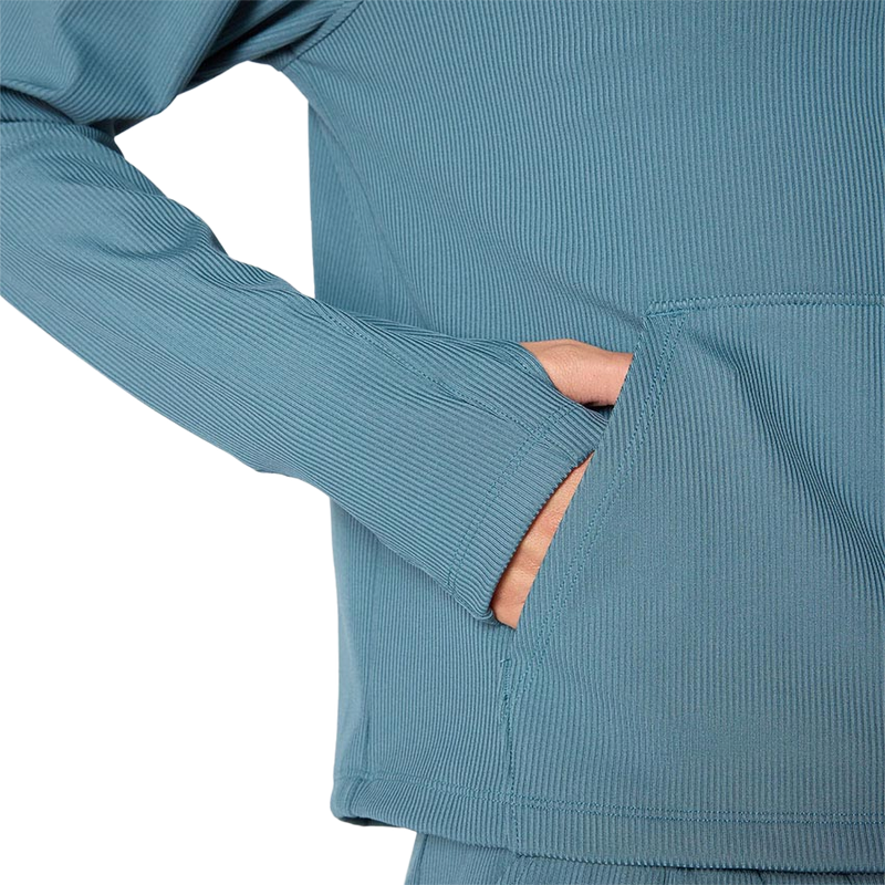 Women's Repose Mock Neck Pull Over, MPG Women's Repose Mock Neck Pull Over in Calm Teal front pocket