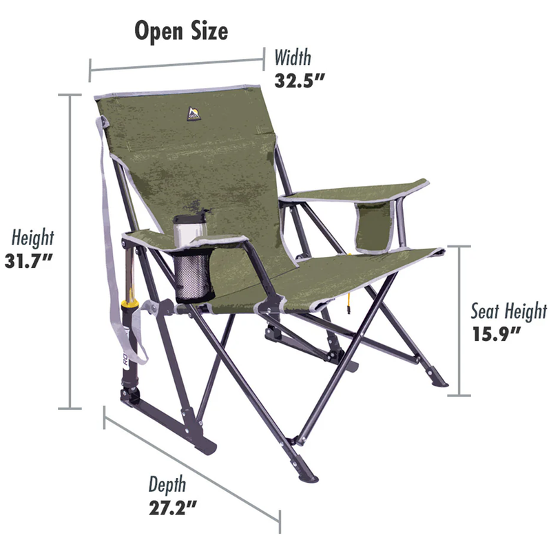 Kickback Rocker, GCI Outdoors Kickback Rocker open size specs