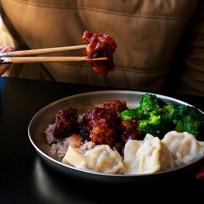 Trek Titanium Plate, Snow Peak Trek Titanium Plate with food