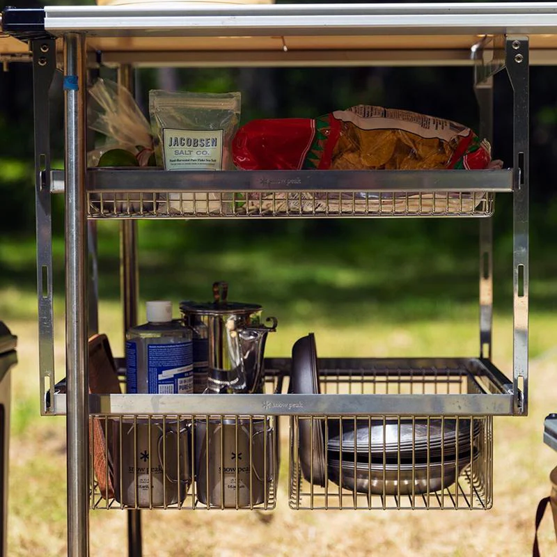 IGT Hanging Rack 2 Shelf Set, Snow Peak IGT Hanging Rack 2 Shelf Set Lifestyle