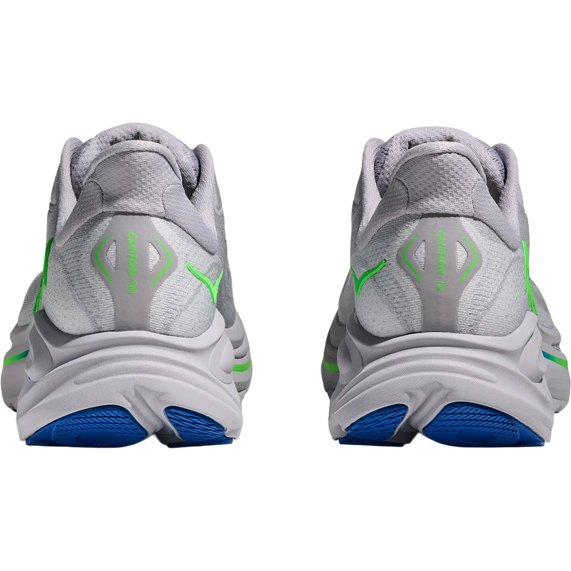 Men's Clifton 10, Hoka Men's Clifton 10 in AYNN-Ash Grey/Neon Green pair back