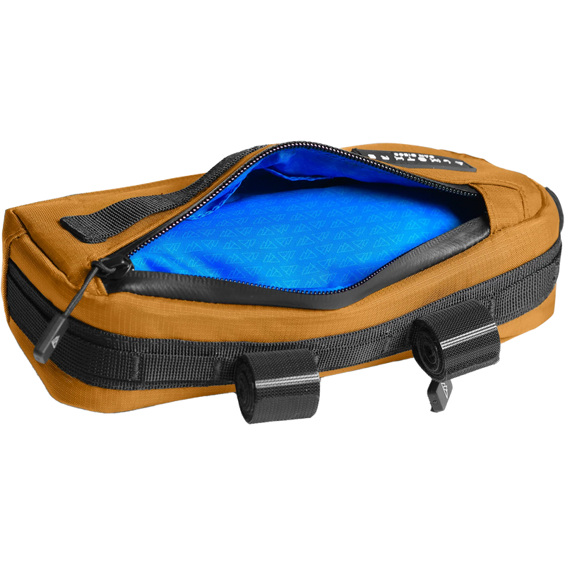 Compact Frame Bag, Almsthre Compact Frame Bag in California Gold small zipper pocket