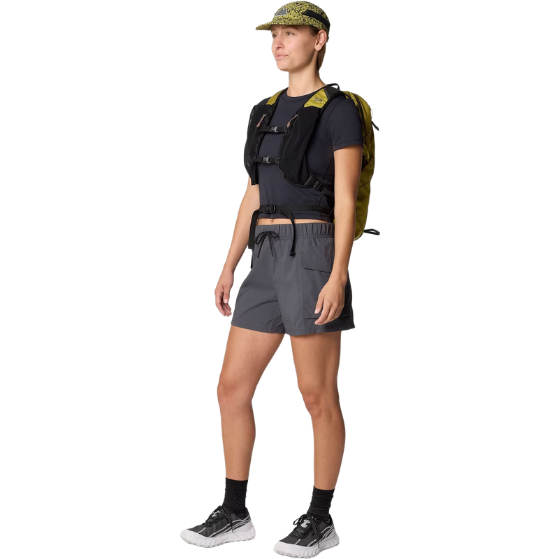 Women's Peak Knit Short Sleeve Shirt, Mountain Hardwear Women's Peak Knit Shortsleeve Shirt in 010 Black front left