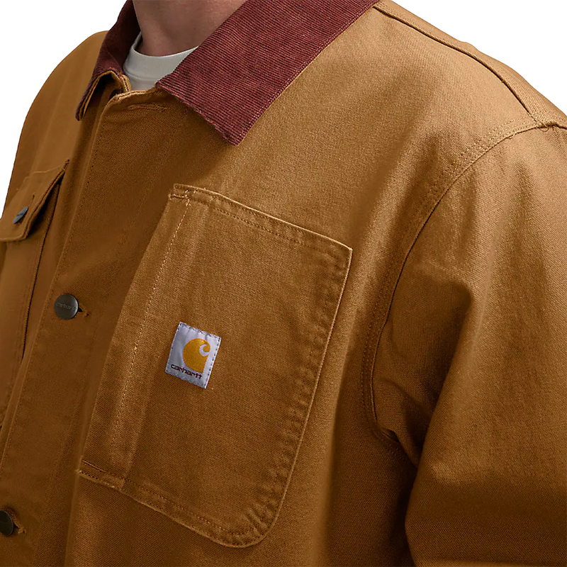 Men's Rugged Flex Duck Loose Fit Chore Coat, Carhartt Men's Rugged Flex Duck Loose Fit Chore Coat Front Logo