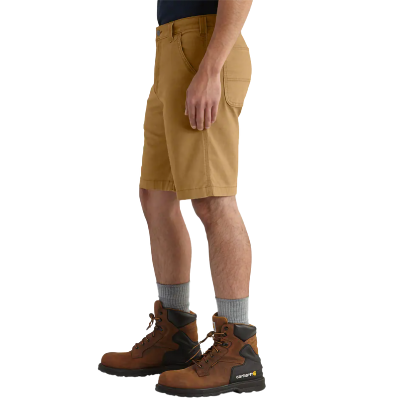 Men's Relaxed 10" Rugby Dungaree Short, Carhartt Rugged Flex Relaxed Fit Canvas Work Short in Hickory left