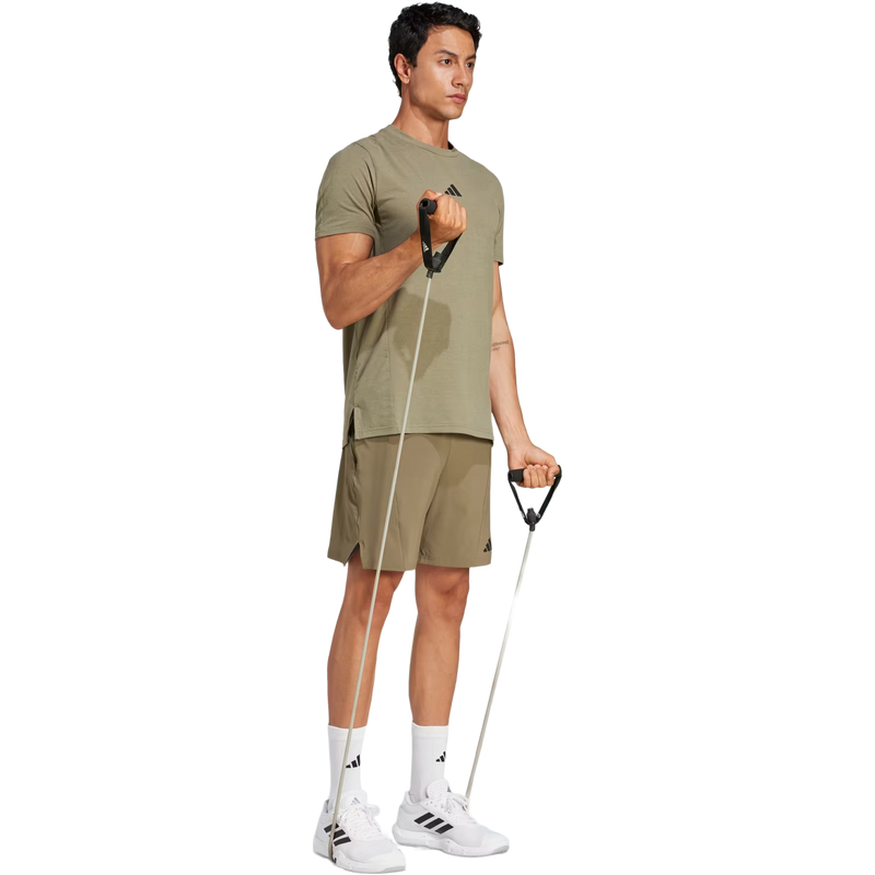 Men's Designed For Training Tee, Adidas D4T Tee in Olive Strata front left action 