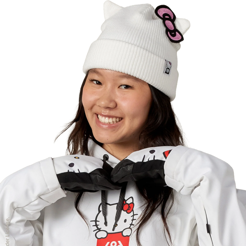 Youth Hello Kitty Beanie, 686 Youth Hello Kitty Beanie in HKWT-Hello Kitty White on model