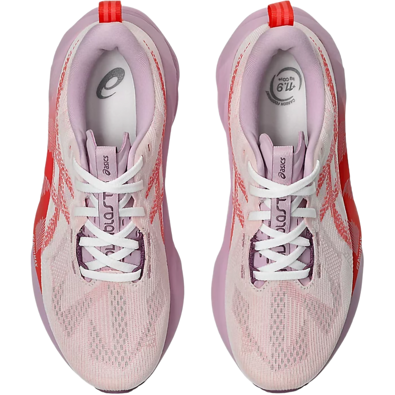 Women's NovaBlast 5, Asics Women's NovaBlast 5 in 101-White Coral Reef pair top