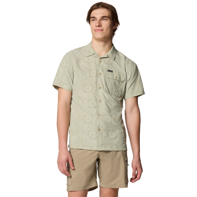 Men's Tech Trail Utility Print Woven Short Sleeve Shirt, Columbia Tech Trail Utility Print Woven Short Sleeve Shirt in Survival Blazing Trails
