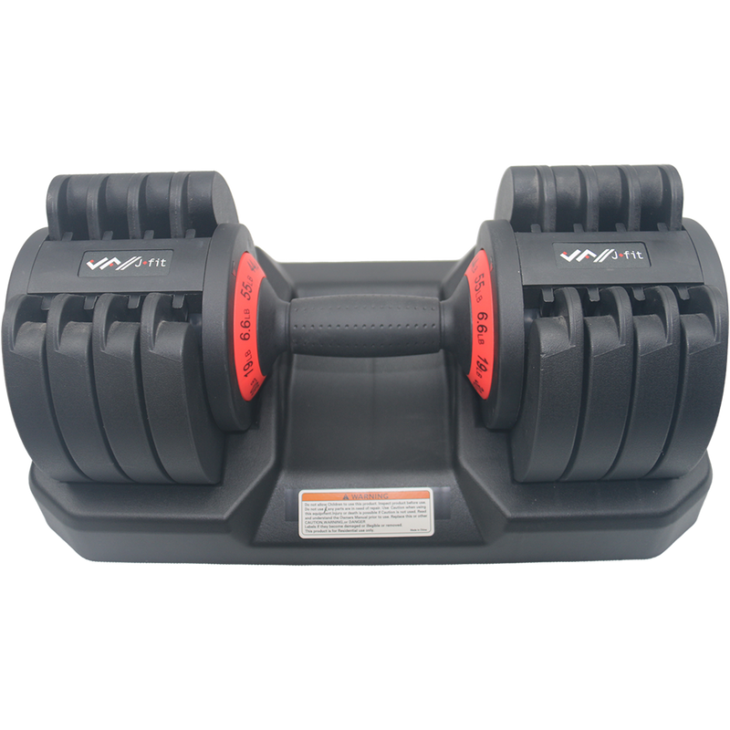 55lb Adjustable Dumbbell, J/Fit 55lb Adjustable Dumbbell angled front