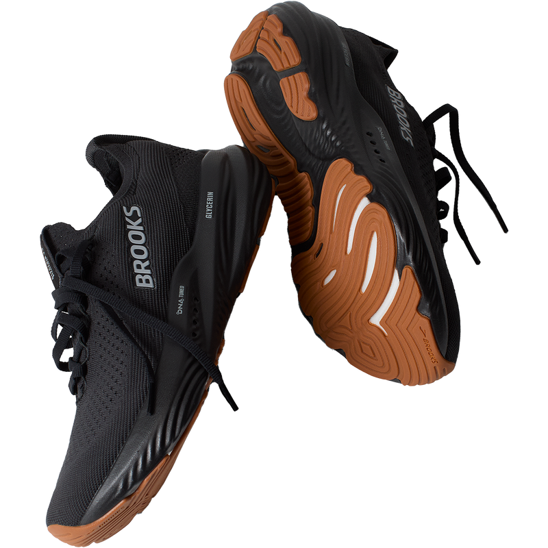 Men's Glycerin StealthFit 22, Brooks Men's Glycerin StealthFit 22 in 072-Black/Black  pair left and bottom