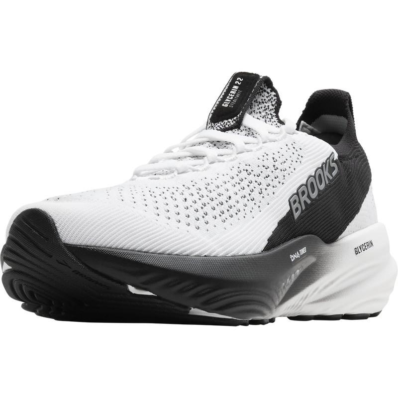 Women's Glycerin StealthFit 22, Brooks Women's Glycerin StealthFit 22 in 135-White/Grey/Black left front profile