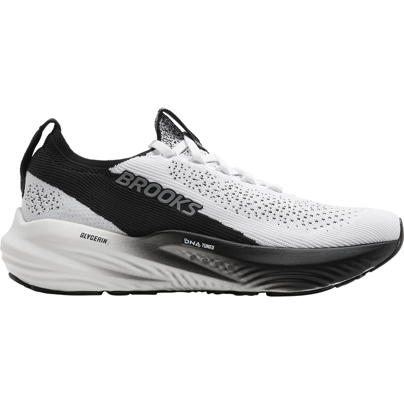 Women's Glycerin StealthFit 22, Brooks Women's Glycerin StealthFit 22 in 135-White/Grey/Black right profile