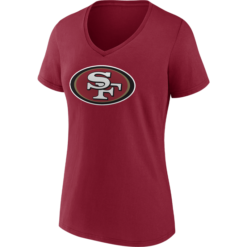 Women's 49ers Player Icon Name & Number Tee - McCaffrey, Fanatics McCaffrey San Francisco 49ers Fanatics Women's Player Icon Name & Number V-Neck front