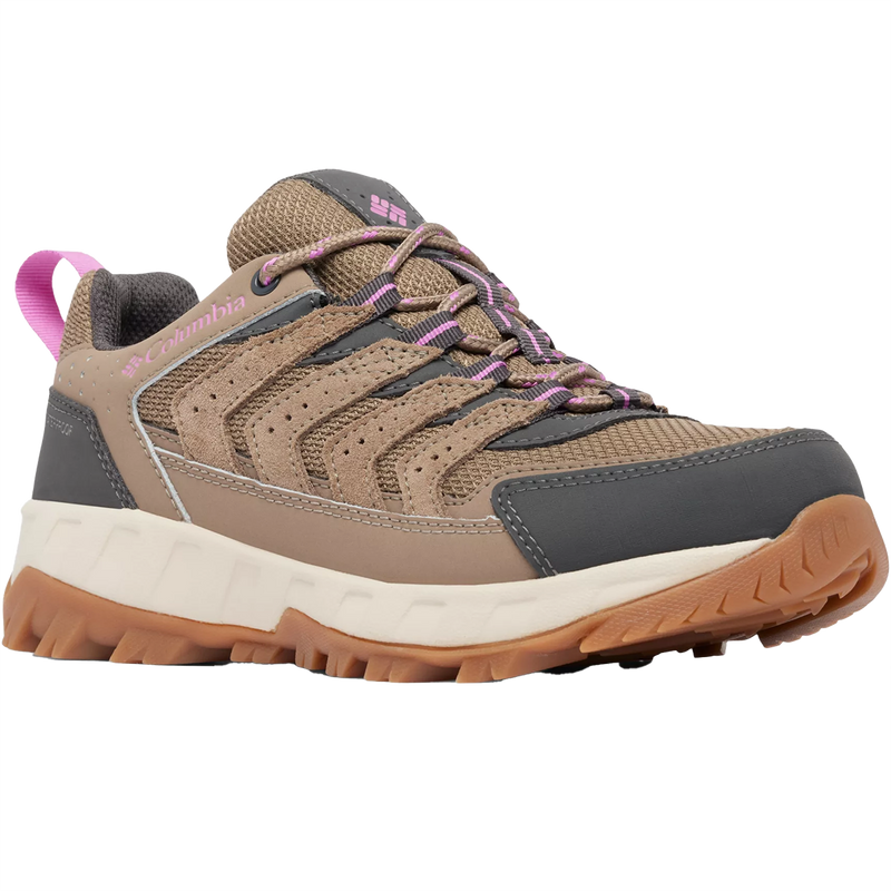 Women's Strata Trail Low WP Wide, Columbia Women's Strata Trail Low WP Wide in 252-Wet Sand front right