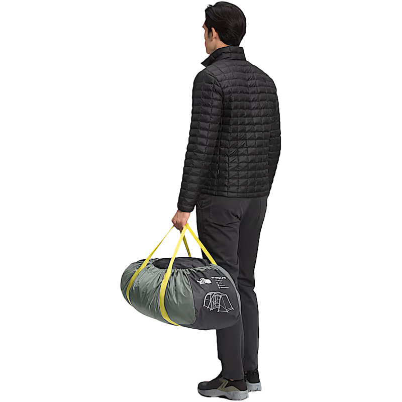 Wawona 6P, The North Face Wawona 6P Y10-Agave Green/Asphalt Grey in stuff sack with model