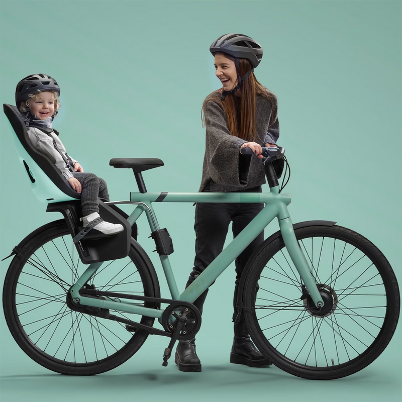 Yepp Nexxt 2 Maxi Frame Mount, Thule Yepp Nexxt2 Maxi Frame Mount in Deep Tea Mint Leaf on bike