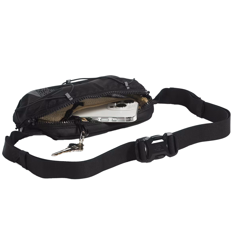 Terra Lumbar 1L, The North Face Terra Lumbar 1L in KT0-TNF Black/Asphalt Grey unzipped with phone and keys