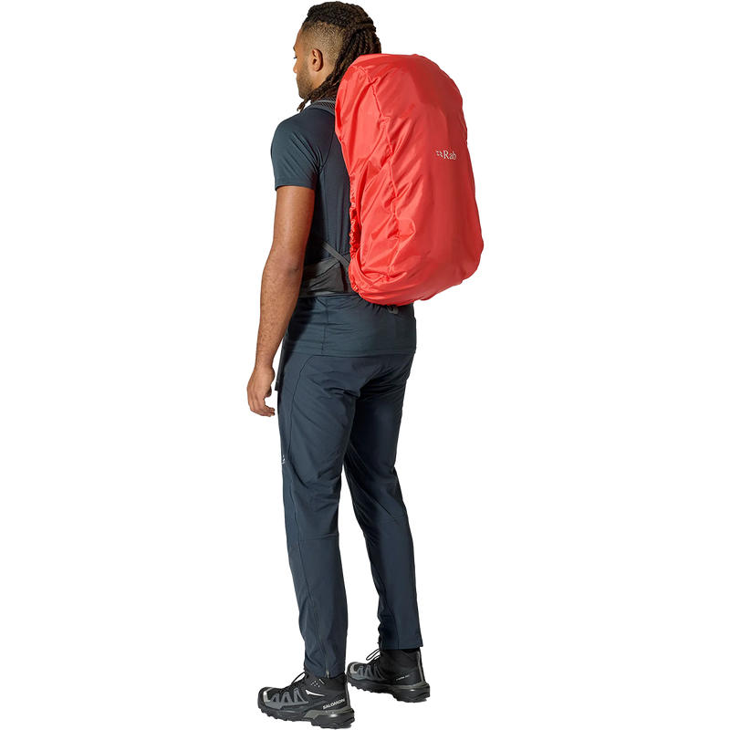 Exion 48, Rab Exion 48 in ARM-Army on model with rain cover
